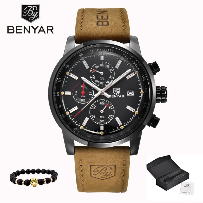 BENYAR Men'S Sports Watch Waterproof Casual Fashion Quartz Watch Business Watch Luminous Calendar Men'S Watch BY-5102M