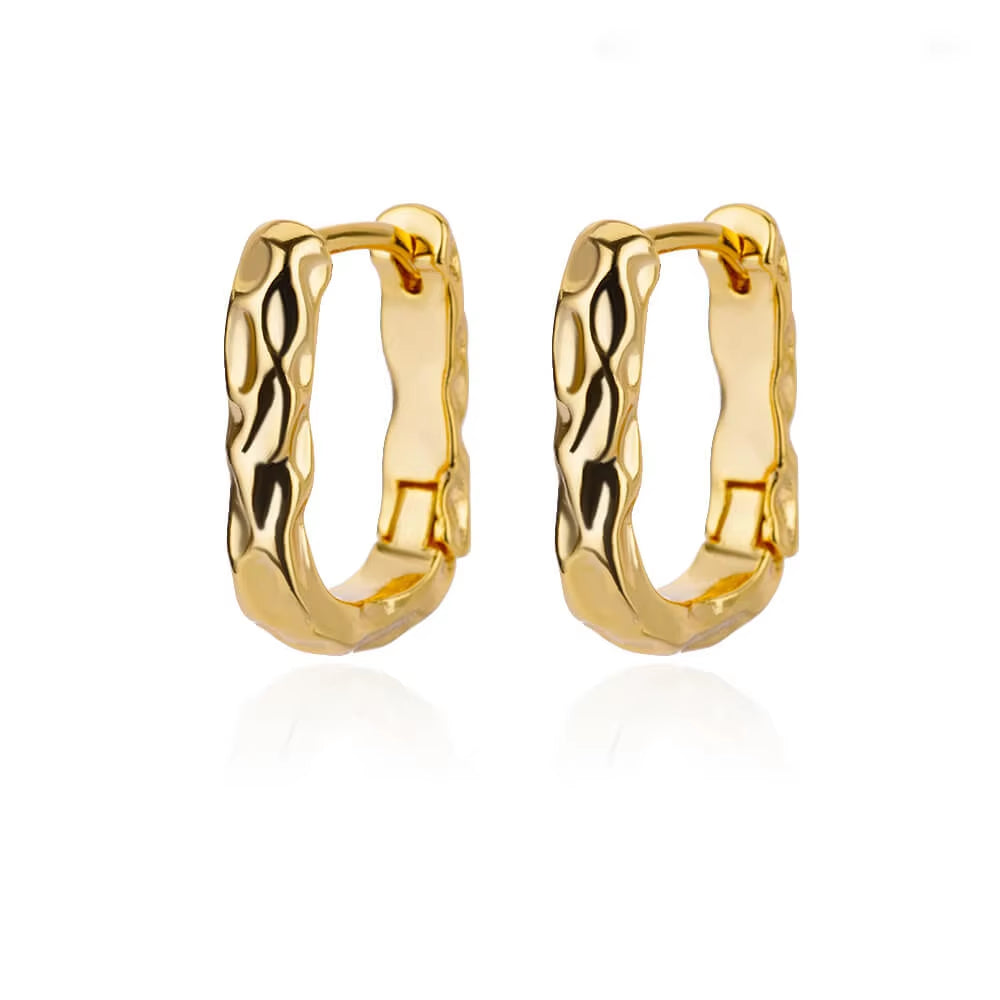 U Shape Hoop Earrings for Women Smooth Gold Plated Stainless Steel Earrings Female Classic Statement Wedding Ear Jewelry Aretes