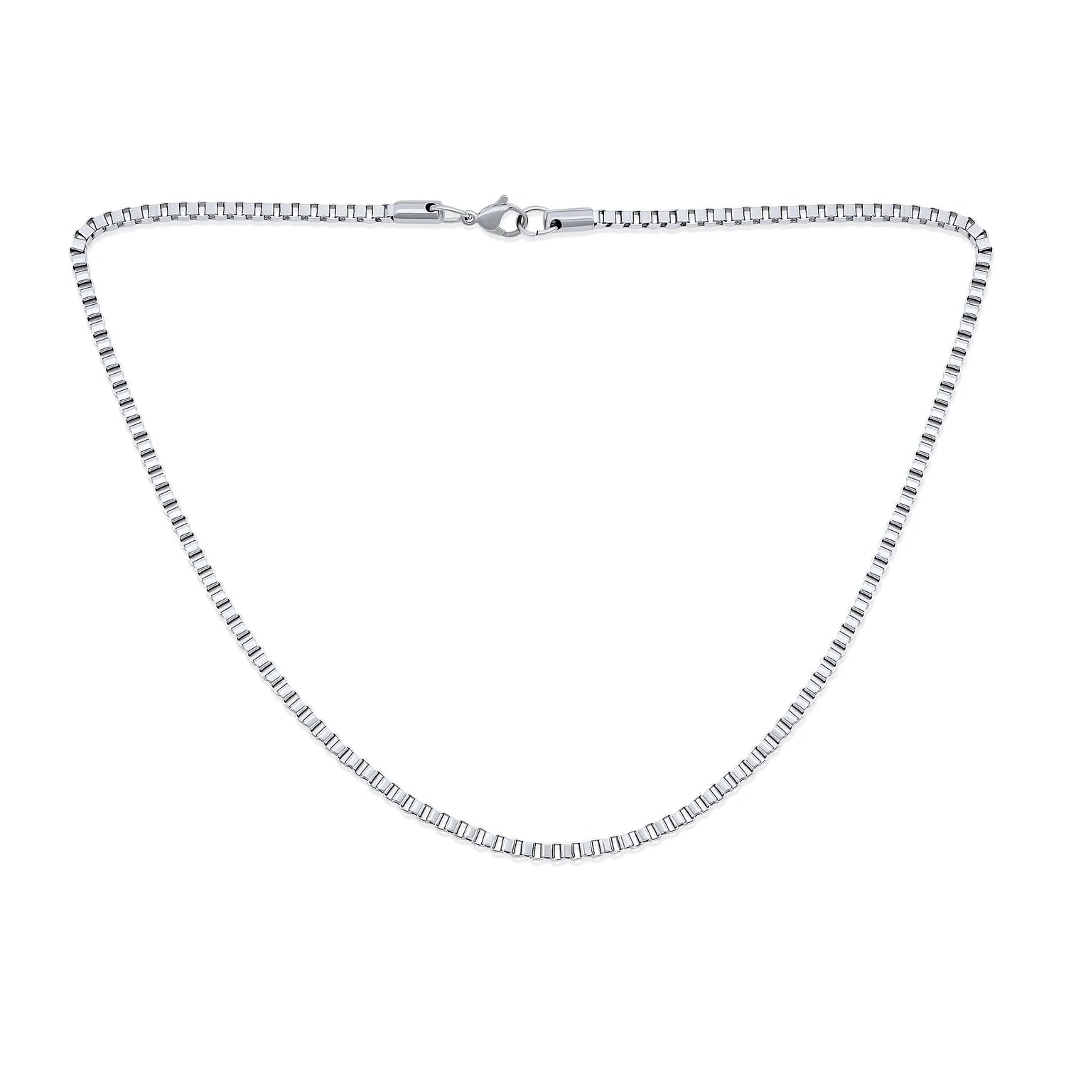 Mens Stainless Steel 3Mm Medium Men'S Box Chain Necklace