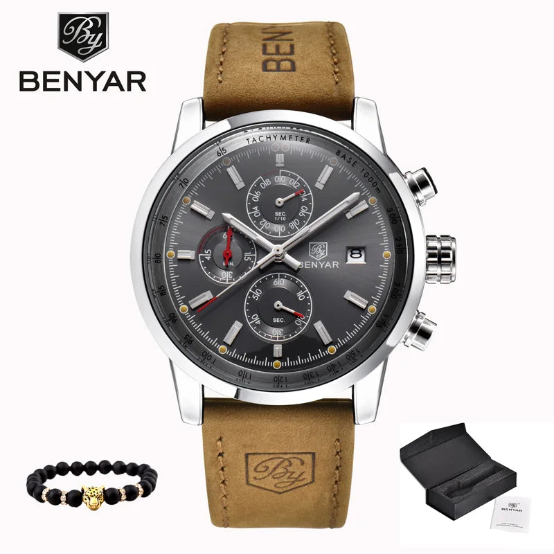 BENYAR Men'S Sports Watch Waterproof Casual Fashion Quartz Watch Business Watch Luminous Calendar Men'S Watch BY-5102M